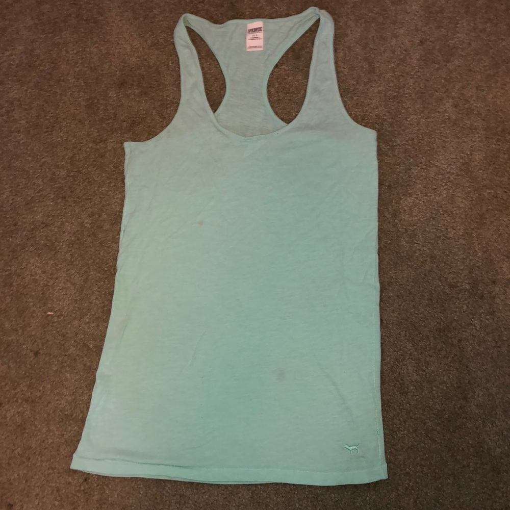 A blue green tank top from PINK